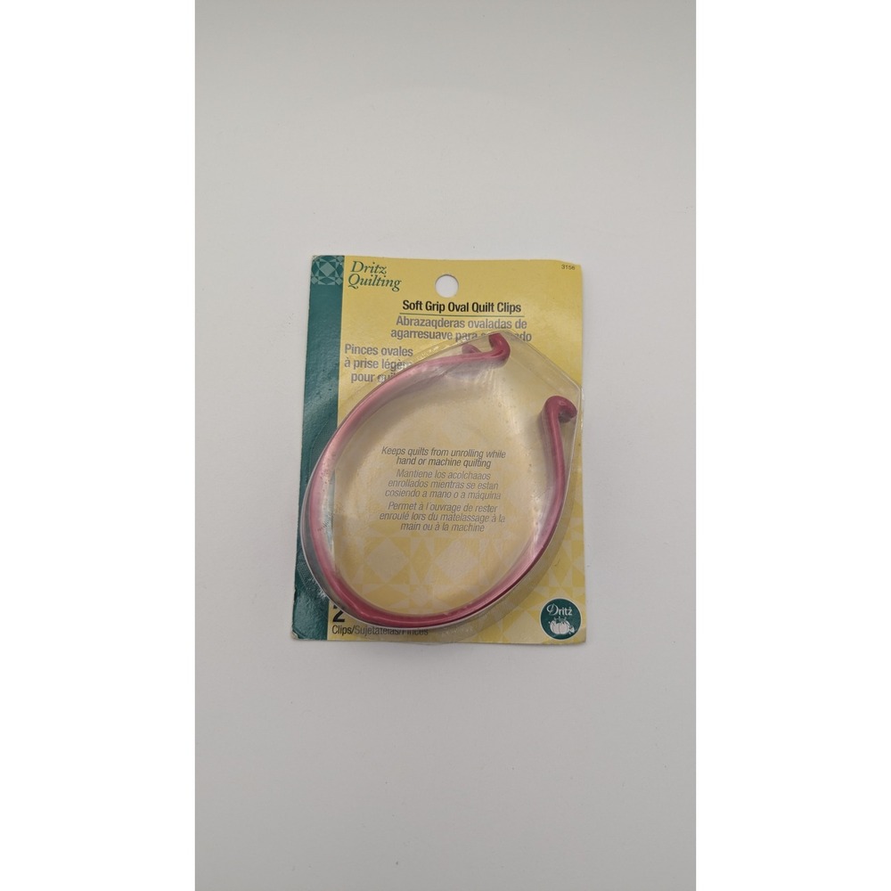 Dritz Quilting Soft Grip Oval Quilt Clips‎ Pink 2 Count Model 3158 New Old Stock